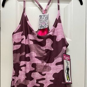 EVCR Kelly purple camo racerback bodysuit dress